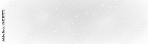 White dust drifts through soft bokeh and blur with glittery sparkle, gentle glow, radiant highlights, and subtle flare, creating magical Christmas and New Year light. PNG vector illustration.