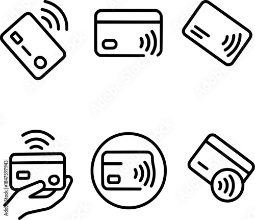 Contactless Card Payment Vector Icon Set