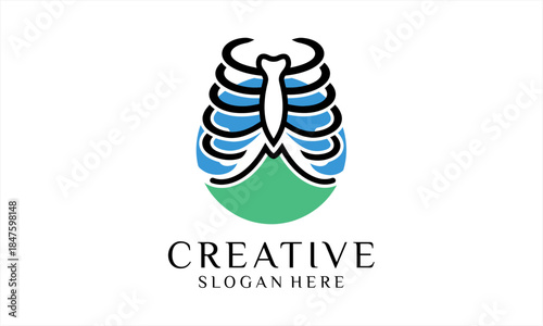 Minimalist Rib Cage Logo Design for Medical and Health Concepts.