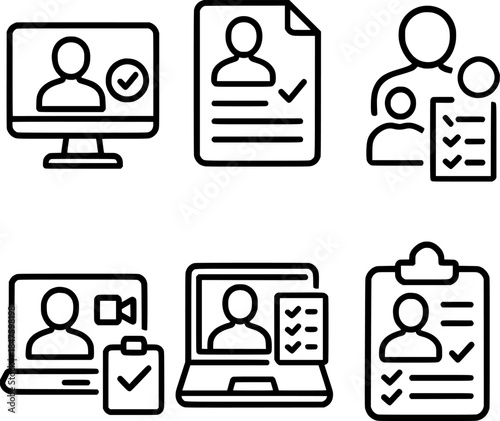 Online learning attendance log icons