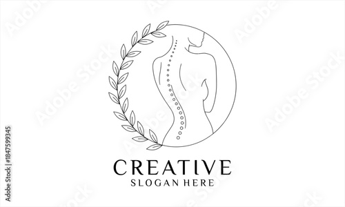 Minimalist Spine Health and Wellness Logo Design.