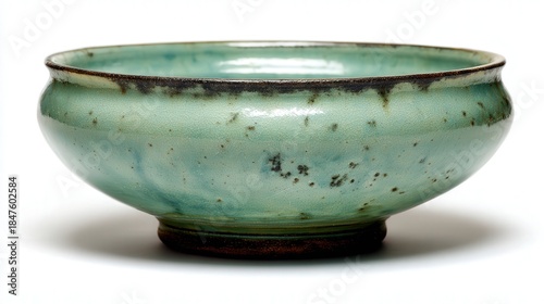Korean celadon pottery piece isolated on white background