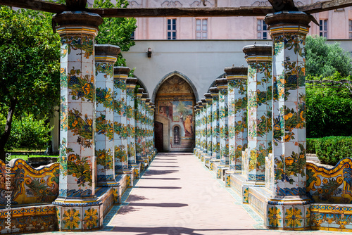 Naples, Italy. The convent of Santa Chiara and the cloister.