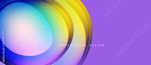 Abstract colorful layers create dynamic visual effect. Gradient hues blend smoothly, forming modern design element.