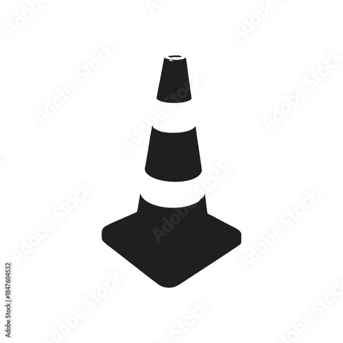 Black and white traffic cone retro vintage illustration in vector style