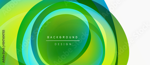 Abstract layers create vibrant green, blue gradient. Modern design suggests energy, flow, innovation. Minimalist aesthetic, clean presentation.