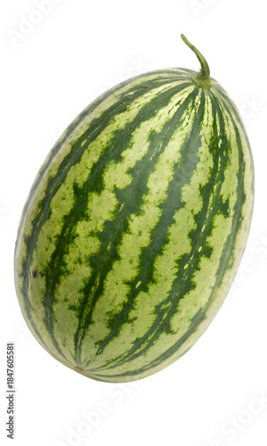 Fresh ripe whole watermelon fruit isolated on a white background for healthy organic food nutrition