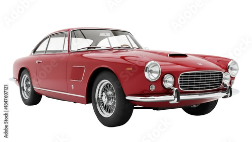 Obraz na plátne Isolated, classic red Italian sports car from the 1960s, a stylish automotive ic