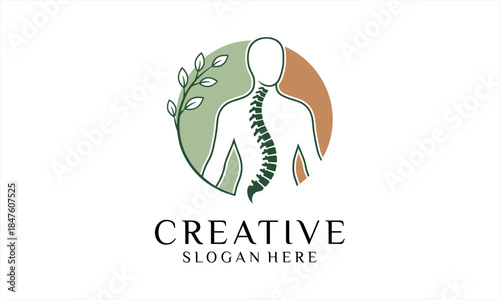 Human Spine and Plant Logo for Chiropractic and Wellness.