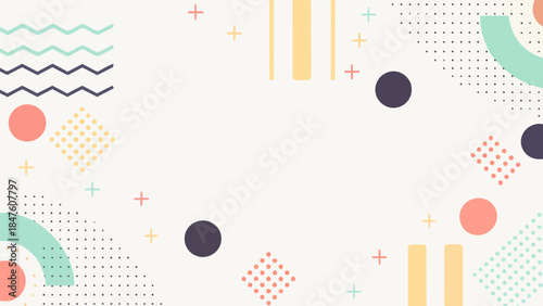 Playful flat geometric elements on a clean white background, offering a modern and cheerful aesthetic for bright, creative designs. | Editable EPS vectors.