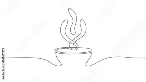 Abstract single line illustration of steam and liquid, conveying a sense of gentle heat and fluid dynamics with minimalist elegance. | Editable EPS vectors.