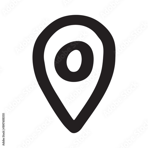 Hand drawn map pin Map marker pointer sign GPS and mapping tools Location pin symbol Pinpoint clipart in doodle style Single element for web, design