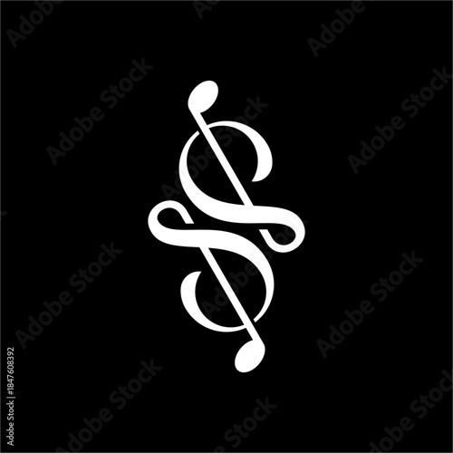 An elegant Letter S formed by flowing music notes. This futuristic design is ideal for digital streaming or premium audio brands.