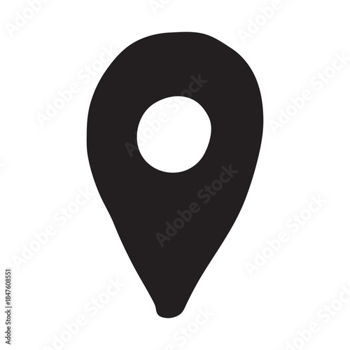 Hand drawn map pin Map marker pointer sign GPS and mapping tools Location pin symbol Pinpoint clipart in doodle style Single element for web, design