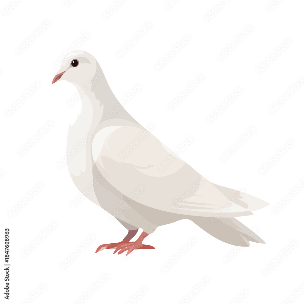 Fototapeta premium Modern flat 2D vector illustration of Dove, clean and minimal design, isolated on white background.