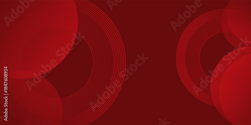 Abstract red background with glowing curve lines. Modern shiny red gradient geometric circle lines pattern. Futuristic concept. Suit for banner, brochure, poster, presentation, cover, website