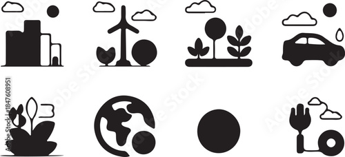 Nature & Environment Line Icons – Ecology, Sustainability, Green Energy Symbols.