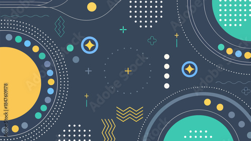 Vector Abstract Design with Flowing Rounded Shapes Creating a Modern Rhythm - Illustration | Editable EPS vectors.