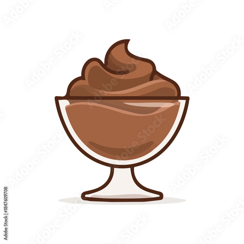 Minimal 2D vector illustration of Chocolate Mousse in flat icon style on a plain white background.