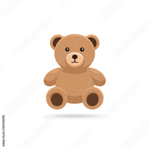 Stuffed Animal, 2D flat vector illustration, simple and modern style, isolated on a plain white background.