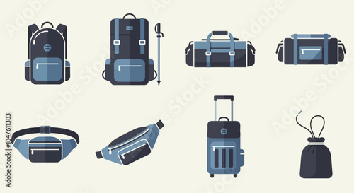 Collection of Various Travel Bags and Accessories.