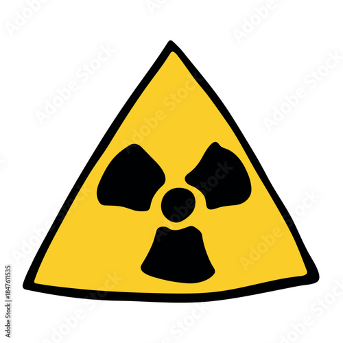 Hand drawn radiation sign Nuclear radiation hazard symbol Radioactive danger warning sign clipart in doodle style Nuclear safety Radioactive waste Single element for print, web, design, decor