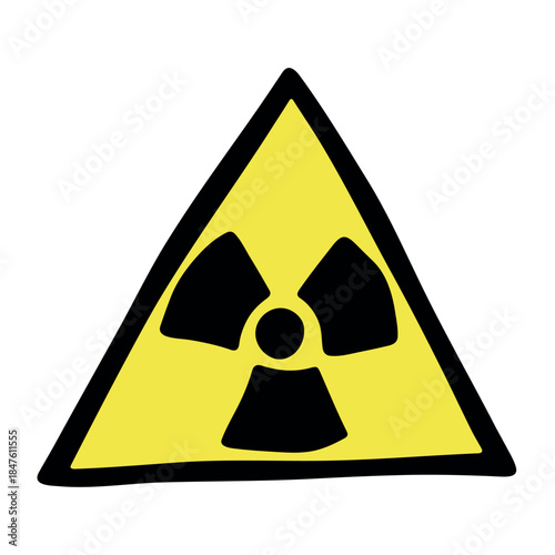 Hand drawn radiation sign Nuclear radiation hazard symbol Radioactive danger warning sign clipart in doodle style Nuclear safety Radioactive waste Single element for print, web, design, decor