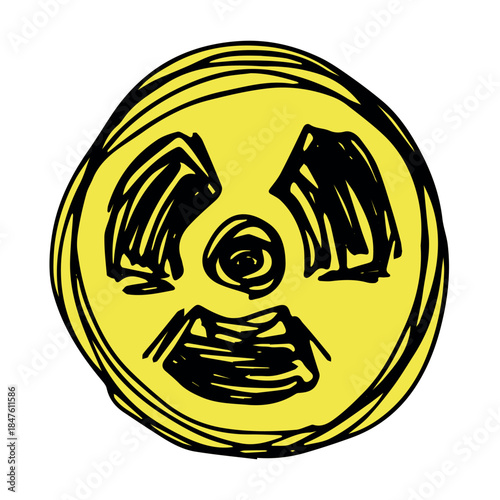 Hand drawn radiation sign Nuclear radiation hazard symbol Radioactive danger warning sign clipart in doodle style Nuclear safety Radioactive waste Single element for print, web, design, decor