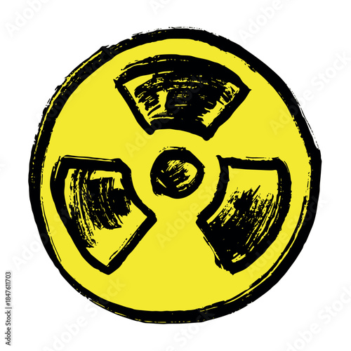 Hand drawn radiation sign Nuclear radiation hazard symbol Radioactive danger warning sign clipart in doodle style Nuclear safety Radioactive waste Single element for print, web, design, decor