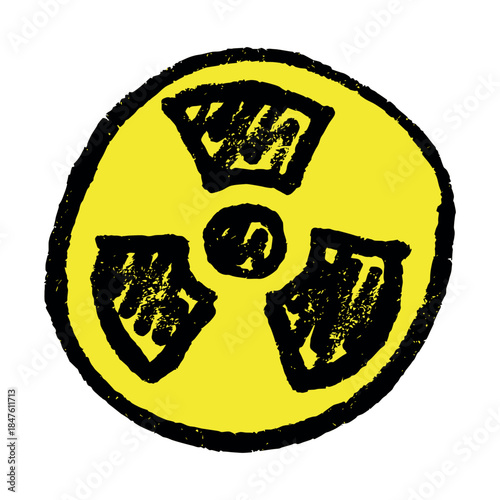Hand drawn radiation sign Nuclear radiation hazard symbol Radioactive danger warning sign clipart in doodle style Nuclear safety Radioactive waste Single element for print, web, design, decor