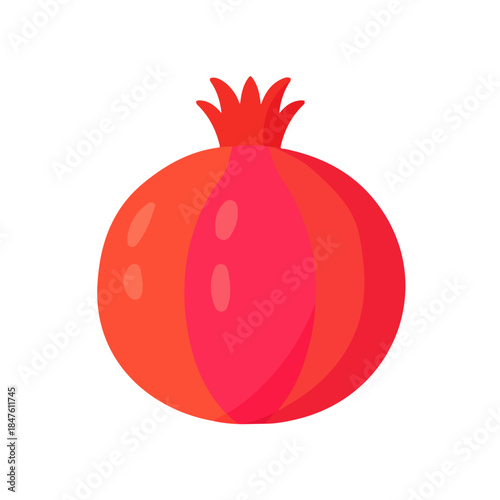 Simple flat 2D vector graphic of Pomegranate, modern icon look, displayed on a pure white background.