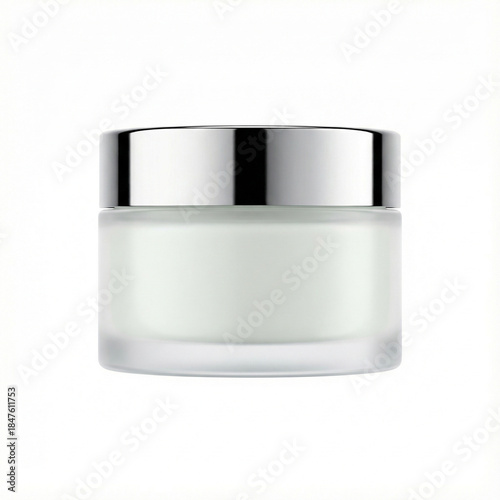 Wallpaper Mural White cosmetic cream jar with silver lid on white background   Torontodigital.ca