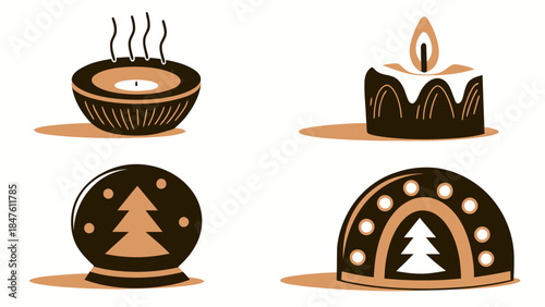 Stylized 3D shapes in warm, energetic colors, evoking feelings of creativity and dynamism, suitable for modern tech or abstract design concepts. | Editable EPS vectors.