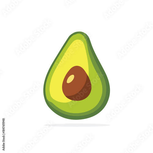 Simple flat 2D vector graphic of Avocado, modern icon look, displayed on a pure white background.
