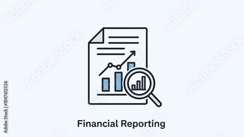 Financial Reporting Icon Representing Data Analysis and Business Growth on a Document