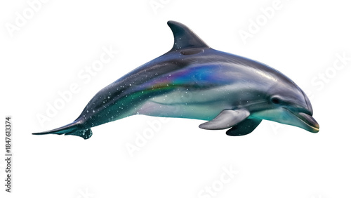 Canvas Print Isolated Bottlenose Dolphin, sleek and graceful, under sea marine animal, in mot