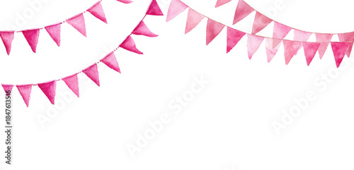 Watercolor pastel pennant garland with soft triangular flags. A charming decoration for celebrations, banquets, carnivals and festive events with a romantic charm.