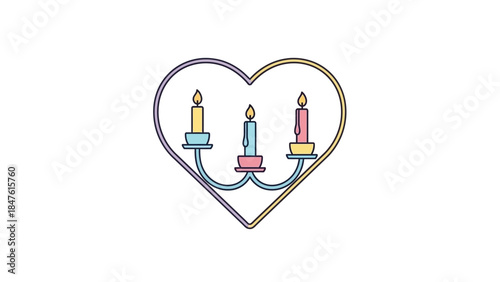 Minimalist Heart-Shaped Candle Holder with Three Colorful Candles for Romantic Ambiance