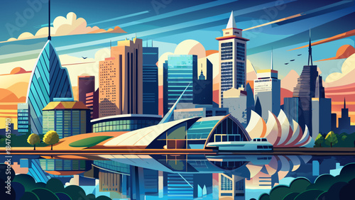 Very beautiful downtown Milwaukee skyline along Lake Michigan, featuring shimmering water, tall buildings, and a dynamic lakeside cityscape blending urban life with natural shoreline beauty.