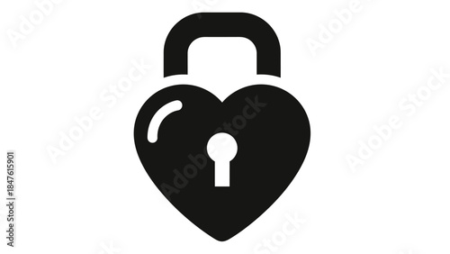 Minimalist Heart-Shaped Lock Icon Symbolizing Security and Love in Black
