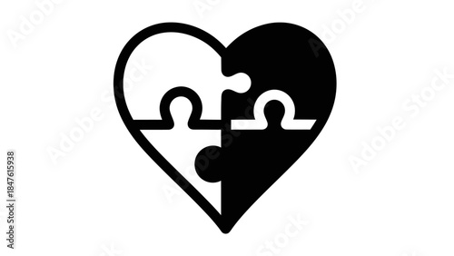 Minimalist heart-shaped puzzle illustration symbolizing emotional connection or healing