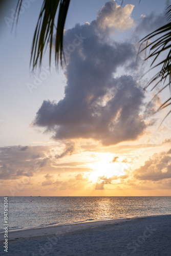 Fototapeta Naklejka Na Ścianę i Meble -  White Sand Beach and Crystal-Clear Sea, Maldives