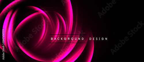 Abstract pink waves over black background. Modern design element, dynamic curves create visual interest. Simple text overlay present.
