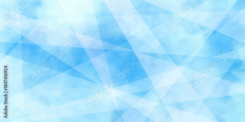 Abstract blue geometric wallpaper featuring a futuristic pattern of triangular polygons and mosaic glass textures in a light vector art style for a modern technology backdrop