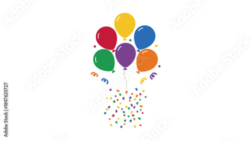 Vibrant balloons and confetti celebrating joyful festive moments