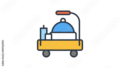 Hospitality service cart with food and drink items