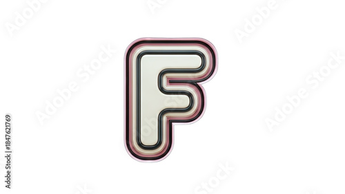 3D Letter F Isolated on White Background