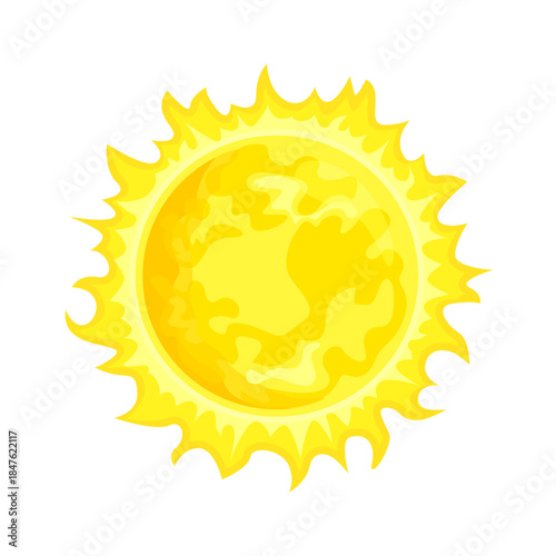 Sun isolated on white background. Vector cartoon flat illustration.