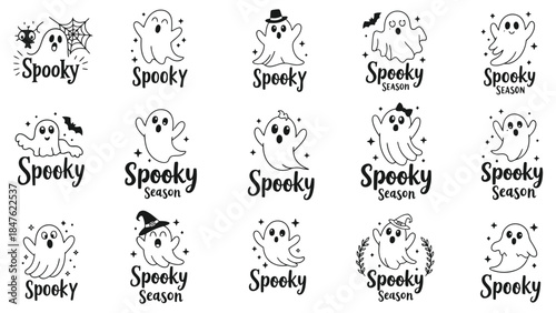 Cute ghost illustrations for spooky halloween designs