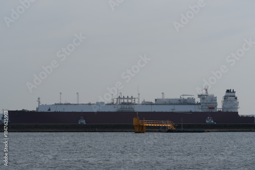 LNG TANKER - A ship moored at the gas terminal